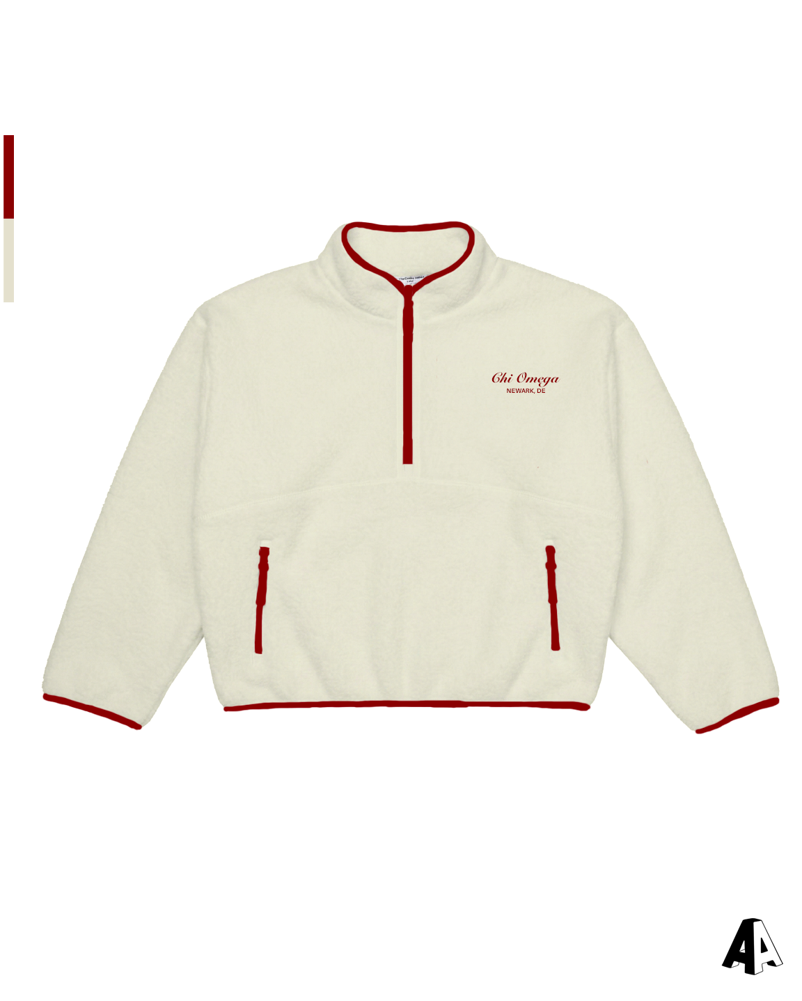 Quarter Zip Fleece Pullover Chi Omega University of Delaware