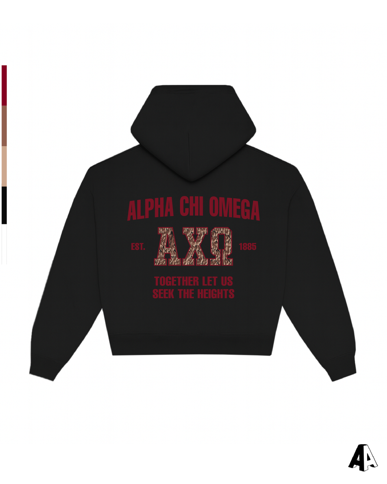 Alpha Chi Omega Cheetah Black Hoodie Back