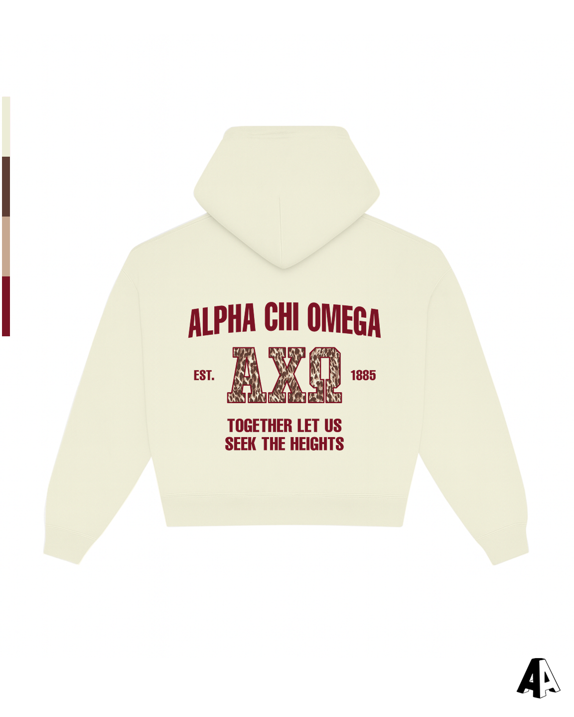 Alpha Chi Omega Cheetah Ivory Hoodie Back