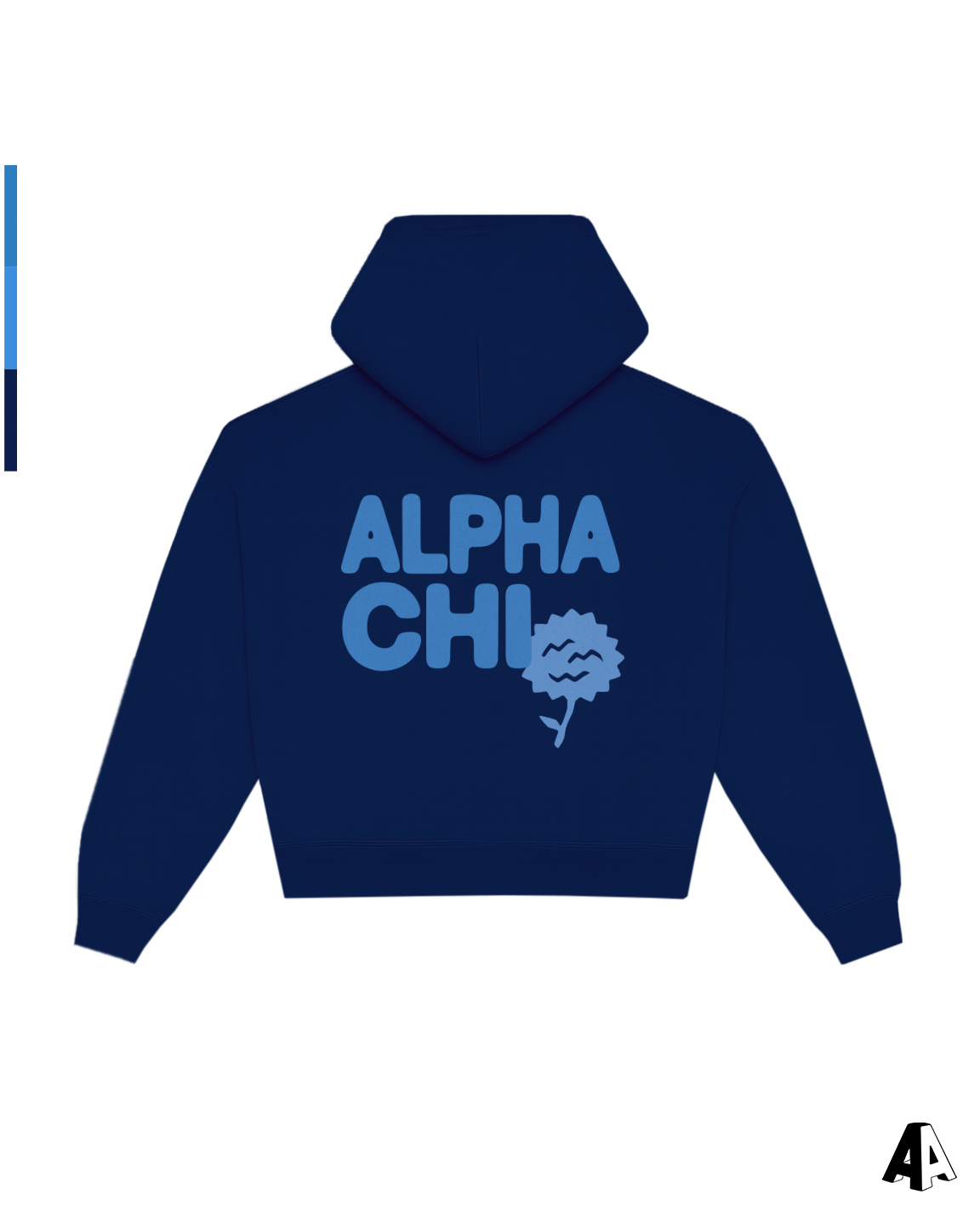 Alpha Chi Omega Free Spirit Navy Hoodie by Alpha Apparel Co. – front view