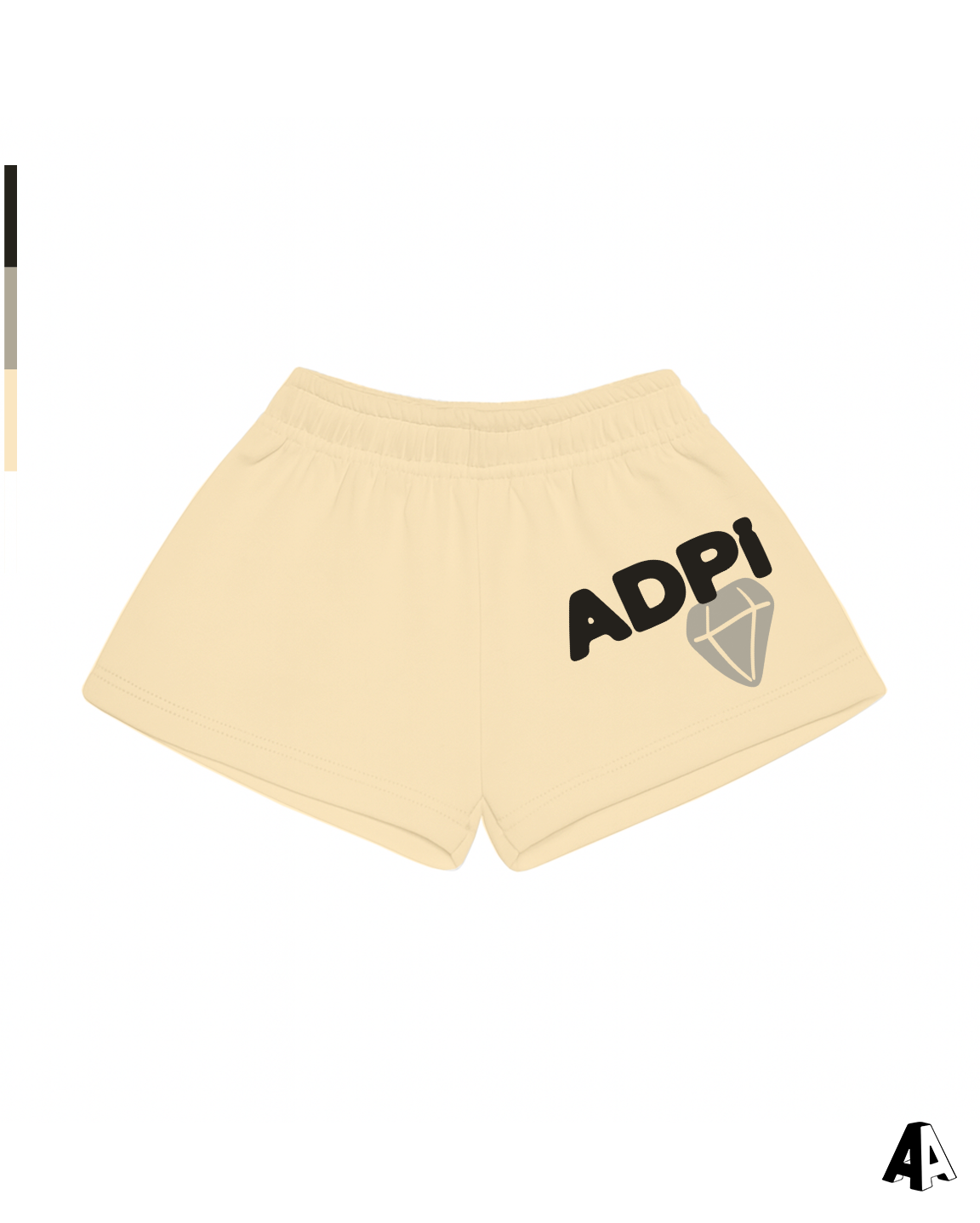 Alpha Chi Omega Free Spirit Light Yellow Shorts by Alpha Apparel Co. – front view
