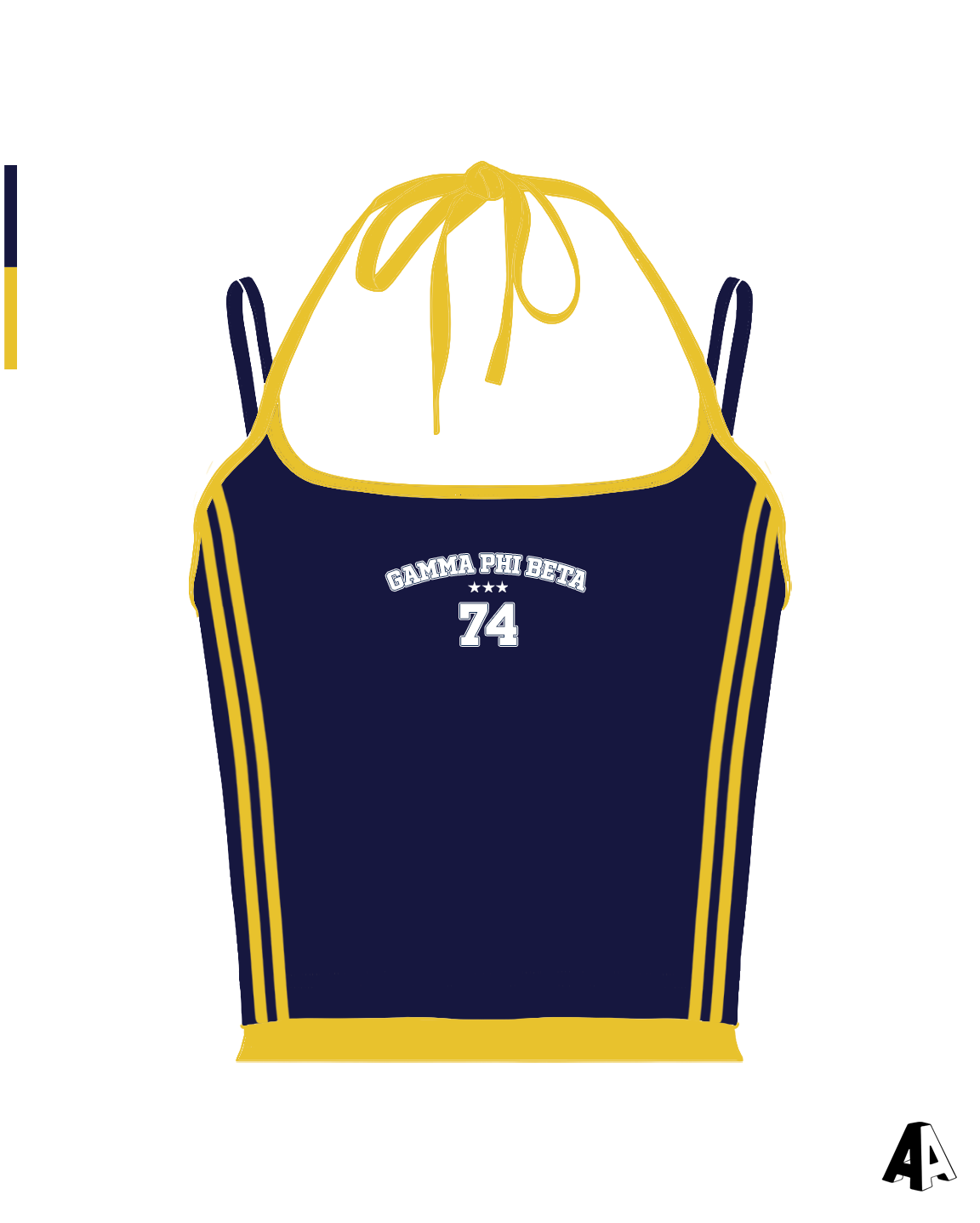 Navy Maize Halter Tank Gamma Phi Beta University of Michigan Ann Arbor