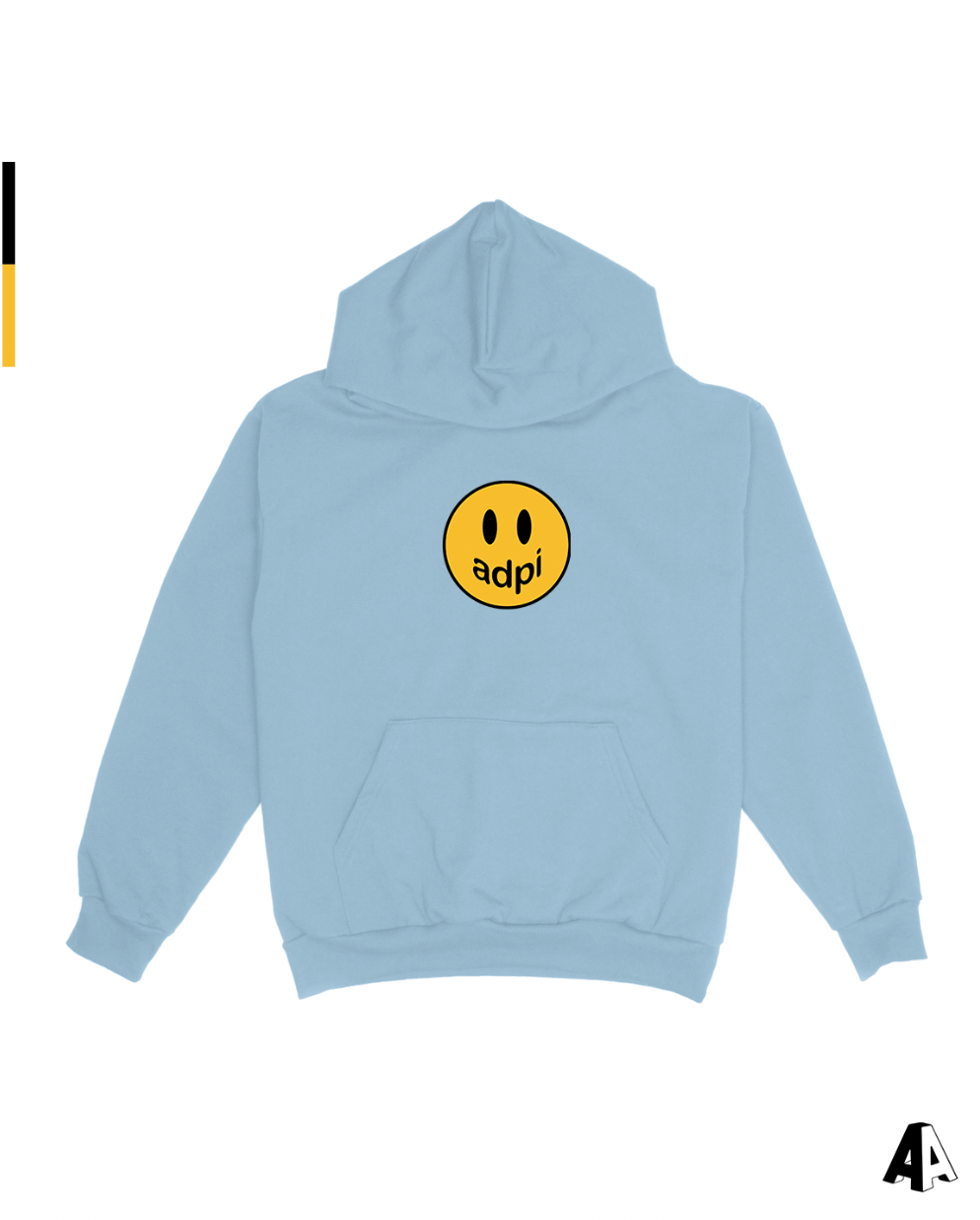 Smiley Hoodie Light Blue Alpha Apparel Company