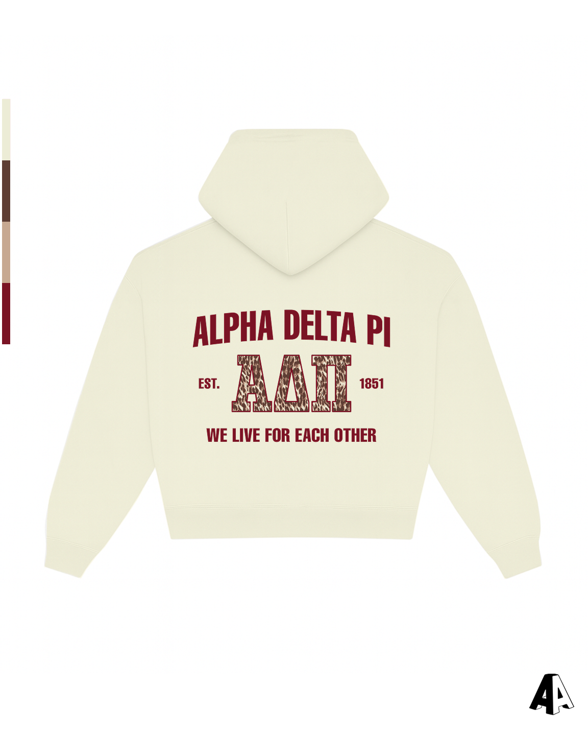 Alpha Chi Omega Cheetah Ivory Hoodie Back