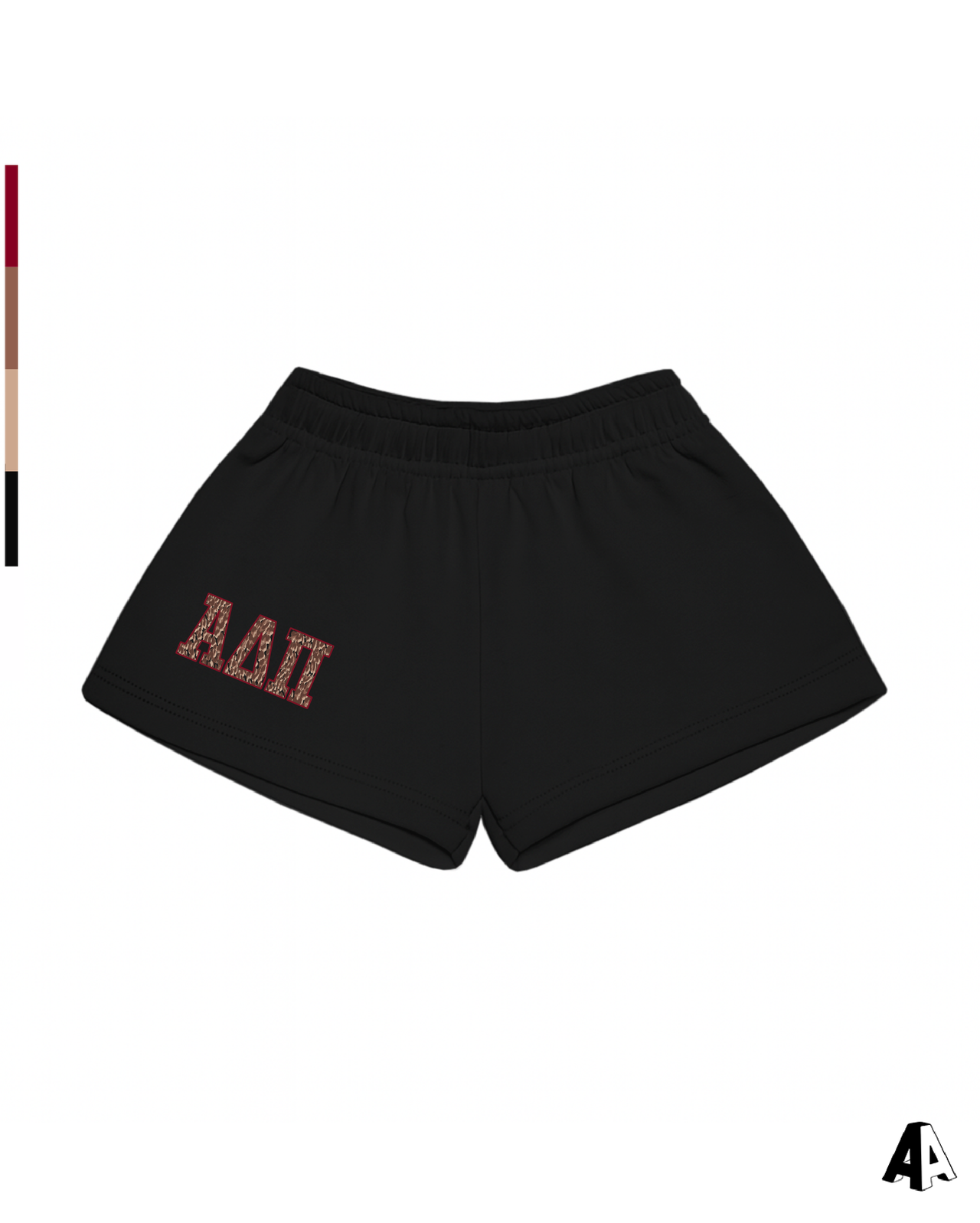 Alpha Chi Omega Cheetah Black Shorts Front