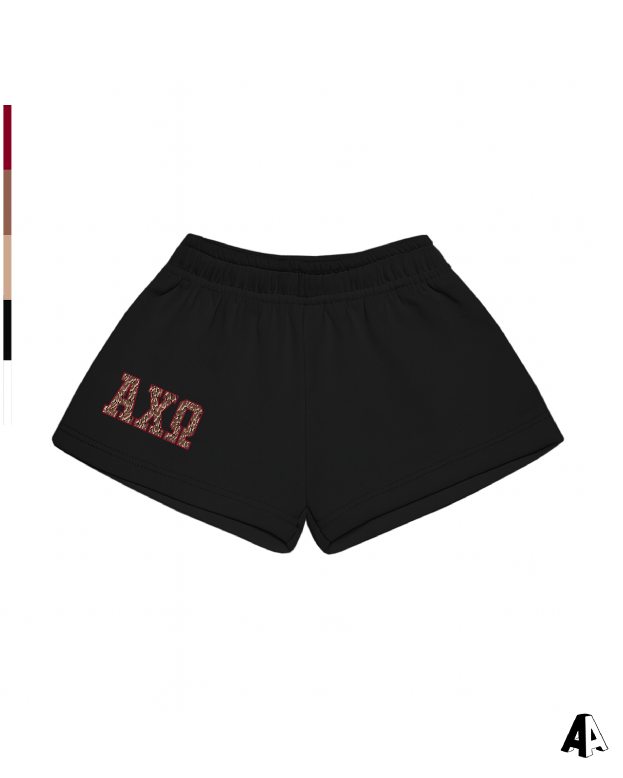 Alpha Chi Omega Cheetah Black Shorts Front