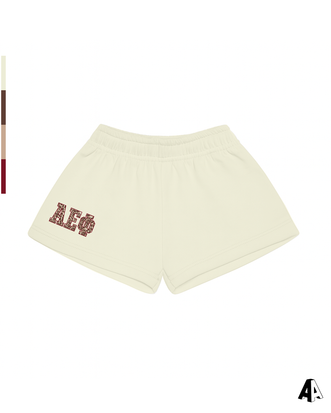 Alpha Epsilon Phi Cheetah Ivory Shorts Front