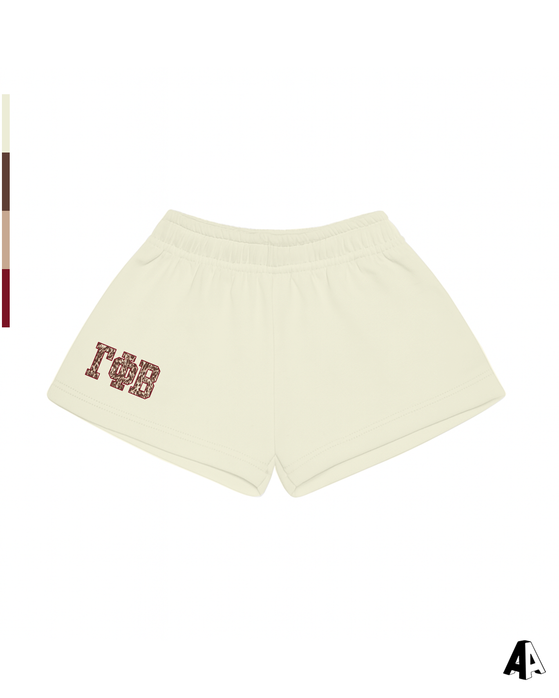 Gamma Phi Beta Cheetah Ivory Shorts Front