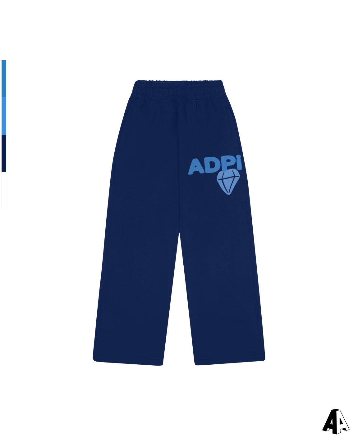 Alpha Chi Omega Free Spirit Navy Sweatpants by Alpha Apparel Co. – front view