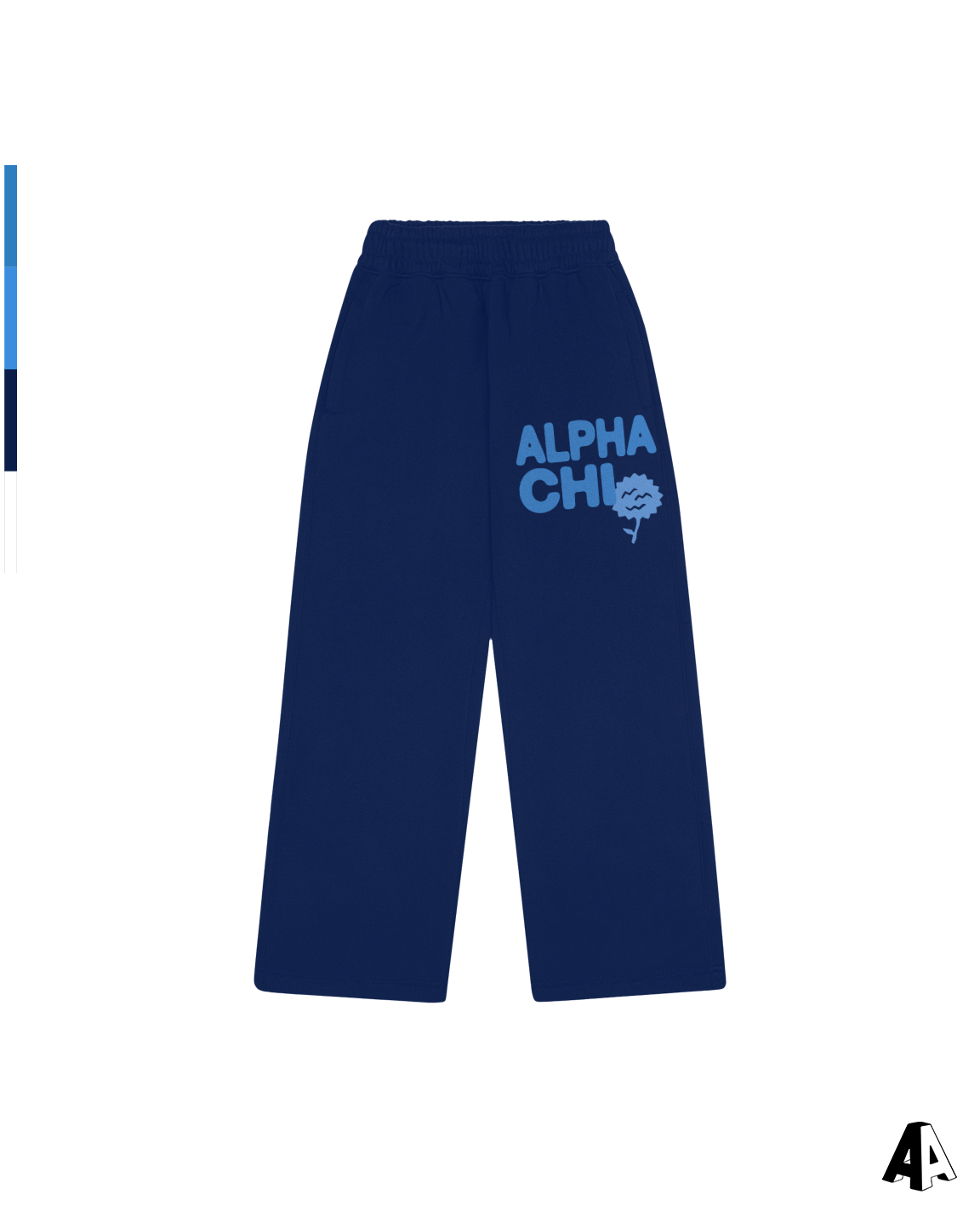 Alpha Chi Omega Free Spirit Navy Sweatpants by Alpha Apparel Co. – front view