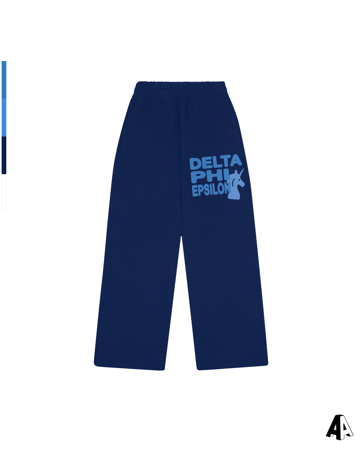Delta Phi Epsilon Free Spirit Navy Sweatpants by Alpha Apparel Co. – front view
