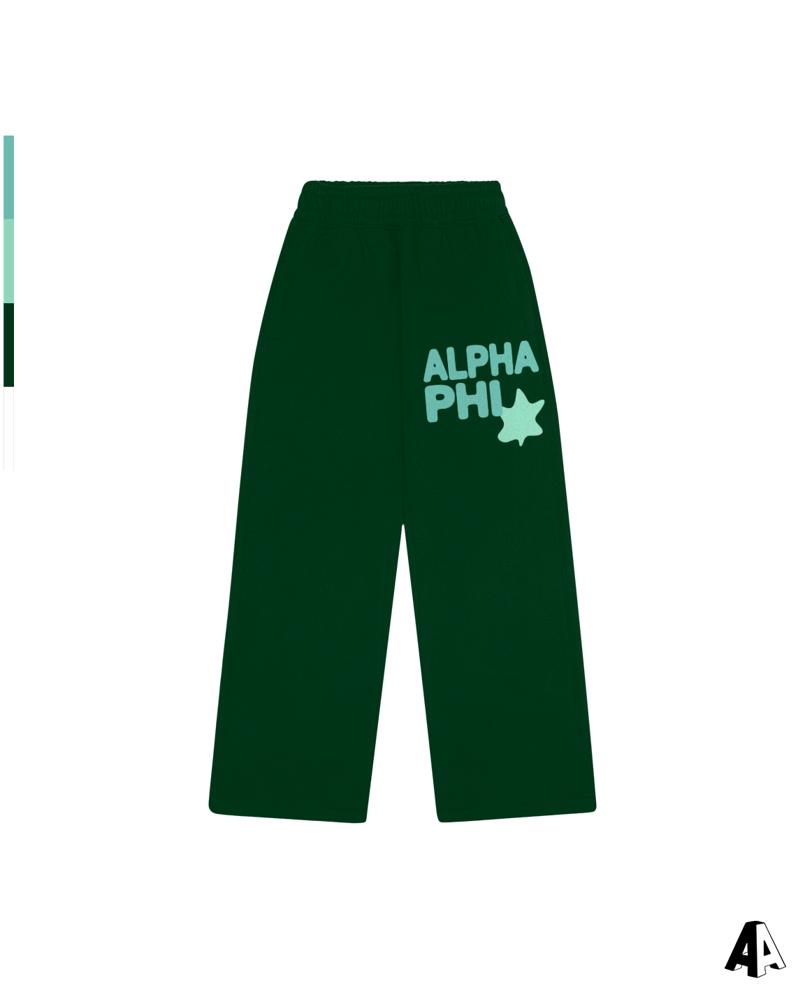 Alpha Phi Free Spirit Forest Green Sweatpants by Alpha Apparel Co. – front view