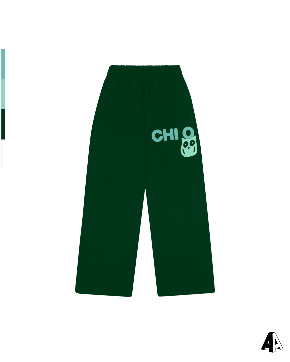 Chi Omega Free Spirit Forest Green Sweatpants by Alpha Apparel Co. – front view