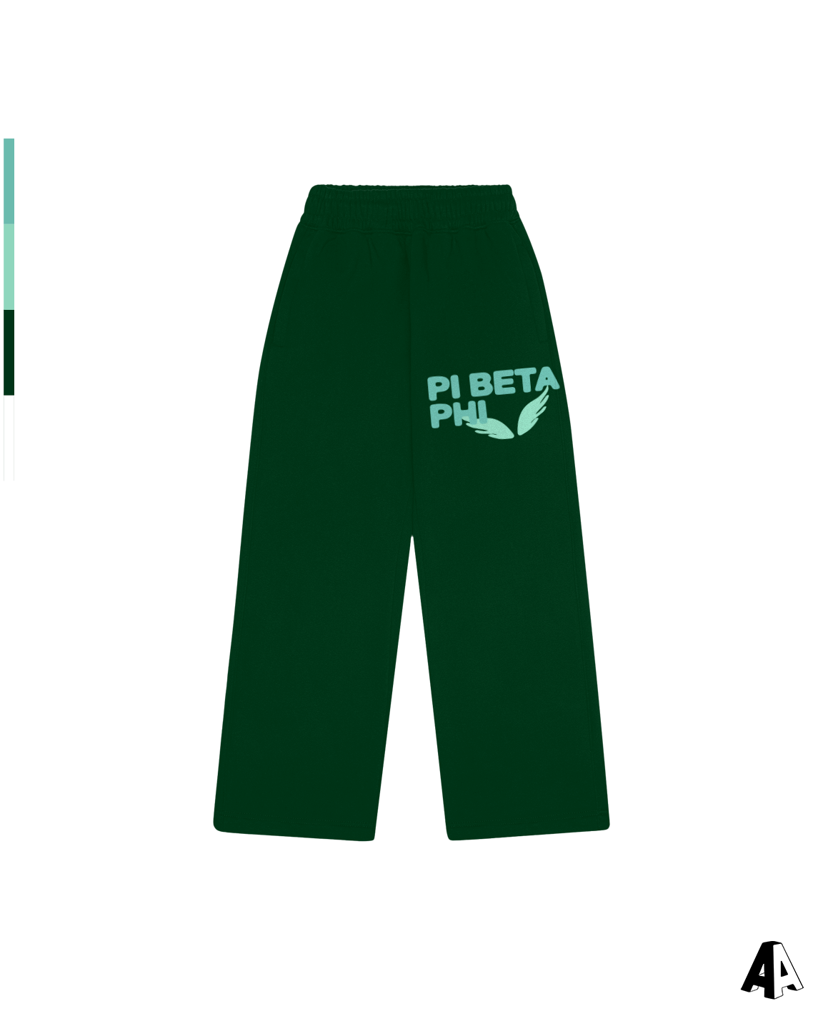 Pi Beta Phi Free Spirit Forest Green Sweatpants by Alpha Apparel Co. – front view