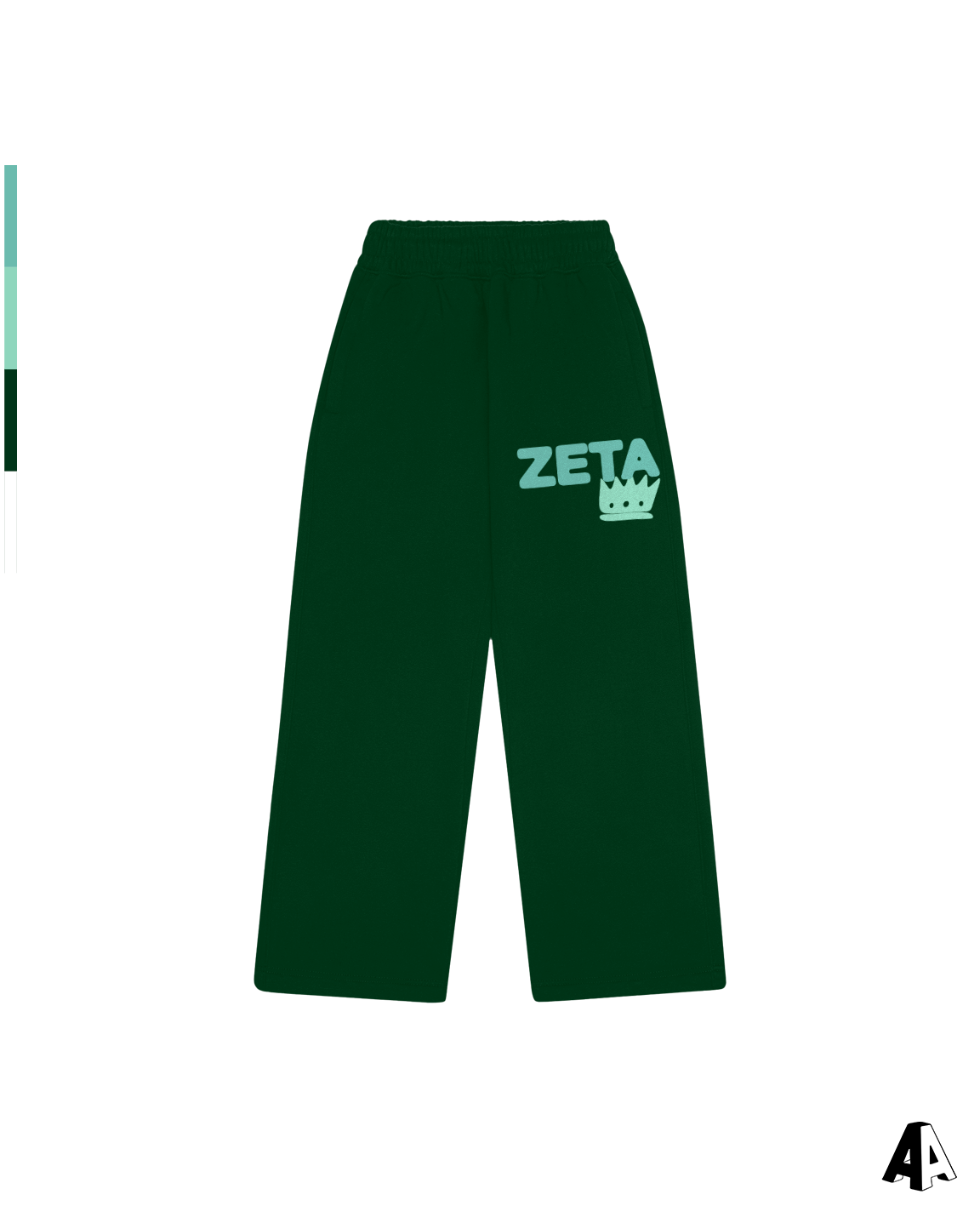 Zeta Tau Alpha Free Spirit Forest Green Sweatpants by Alpha Apparel Co. – front view