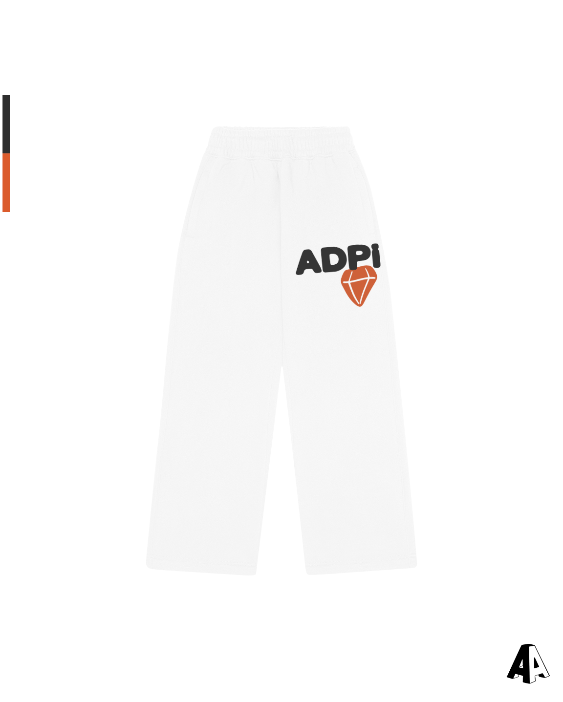 Alpha Chi Omega Free Spirit White Sweatpants by Alpha Apparel Co. – front view