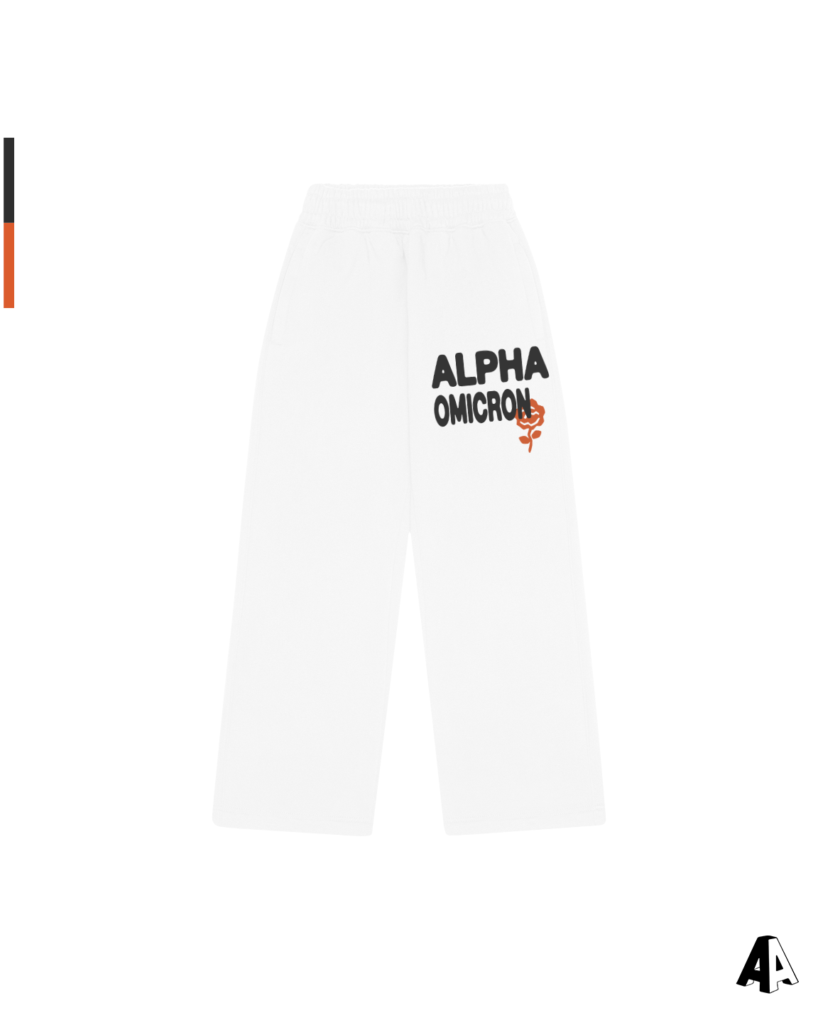 Alpha Omicron Pi Free Spirit White Sweatpants by Alpha Apparel Co. – front view