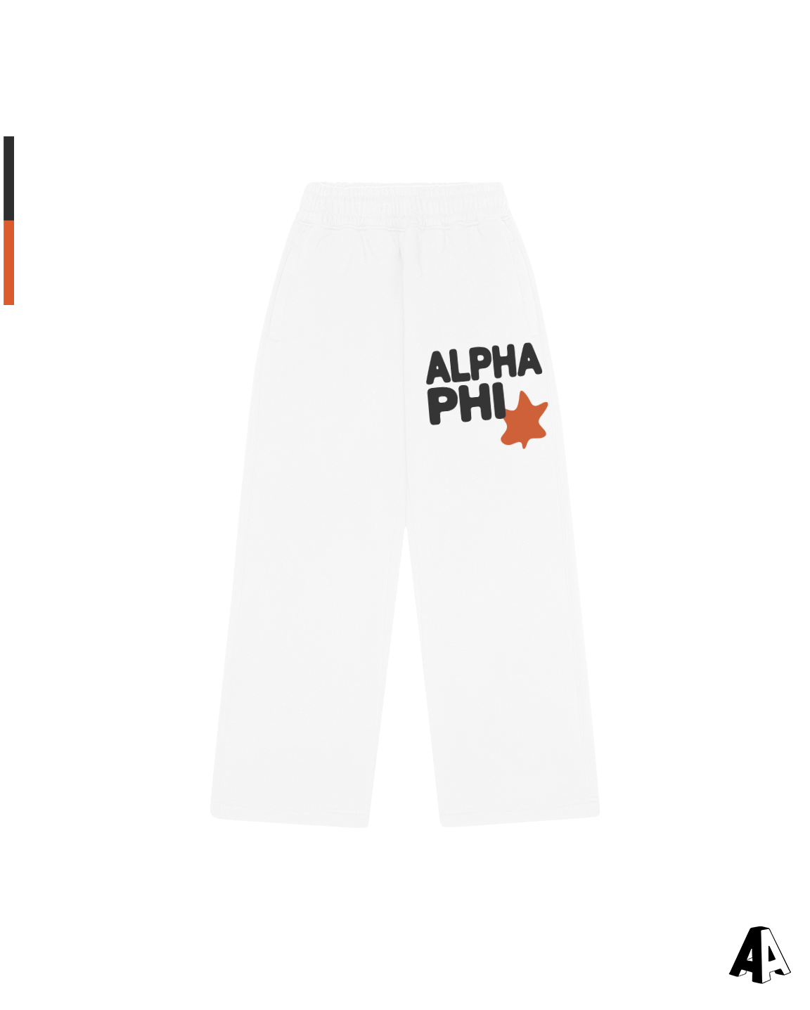 Alpha Phi Free Spirit White Sweatpants by Alpha Apparel Co. – front view