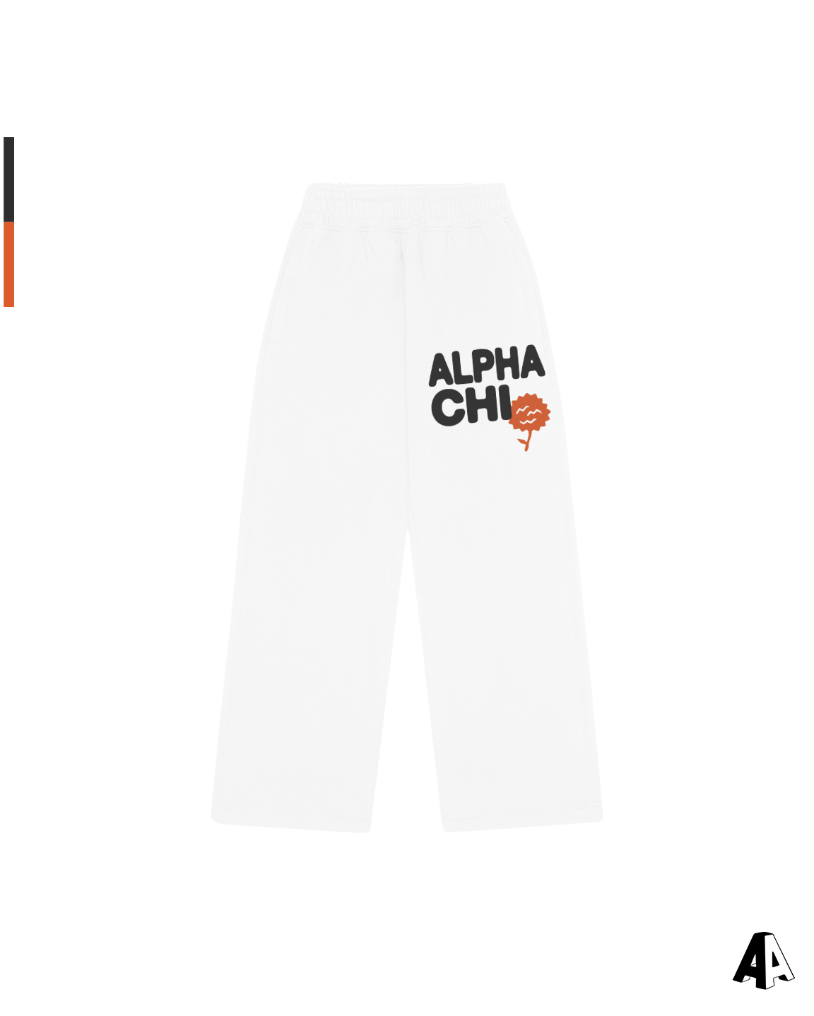 Alpha Chi Omega Free Spirit White Sweatpants by Alpha Apparel Co. – front view