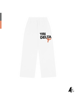 Delta Delta Delta Free Spirit White Sweatpants by Alpha Apparel Co. – front view