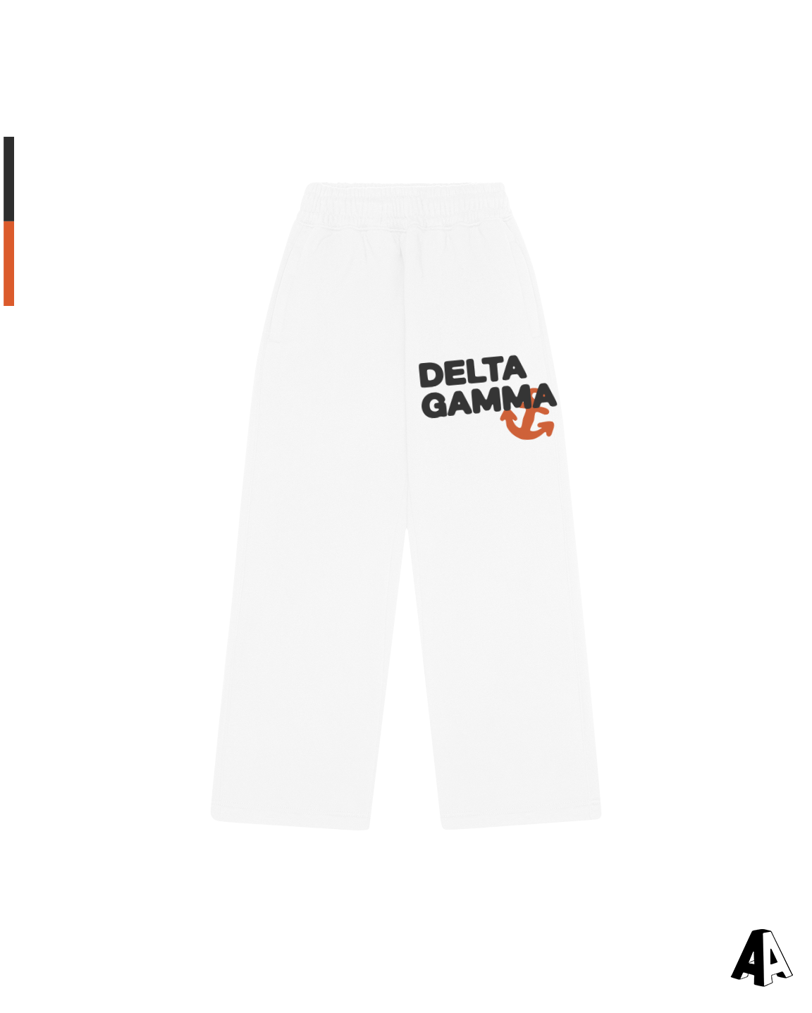 Delta Gamma Free Spirit White Sweatpants by Alpha Apparel Co. – front view