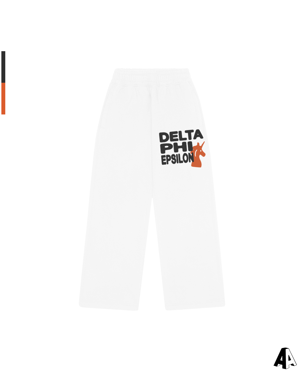 Delta Phi Epsilon Free Spirit White Sweatpants by Alpha Apparel Co. – front view