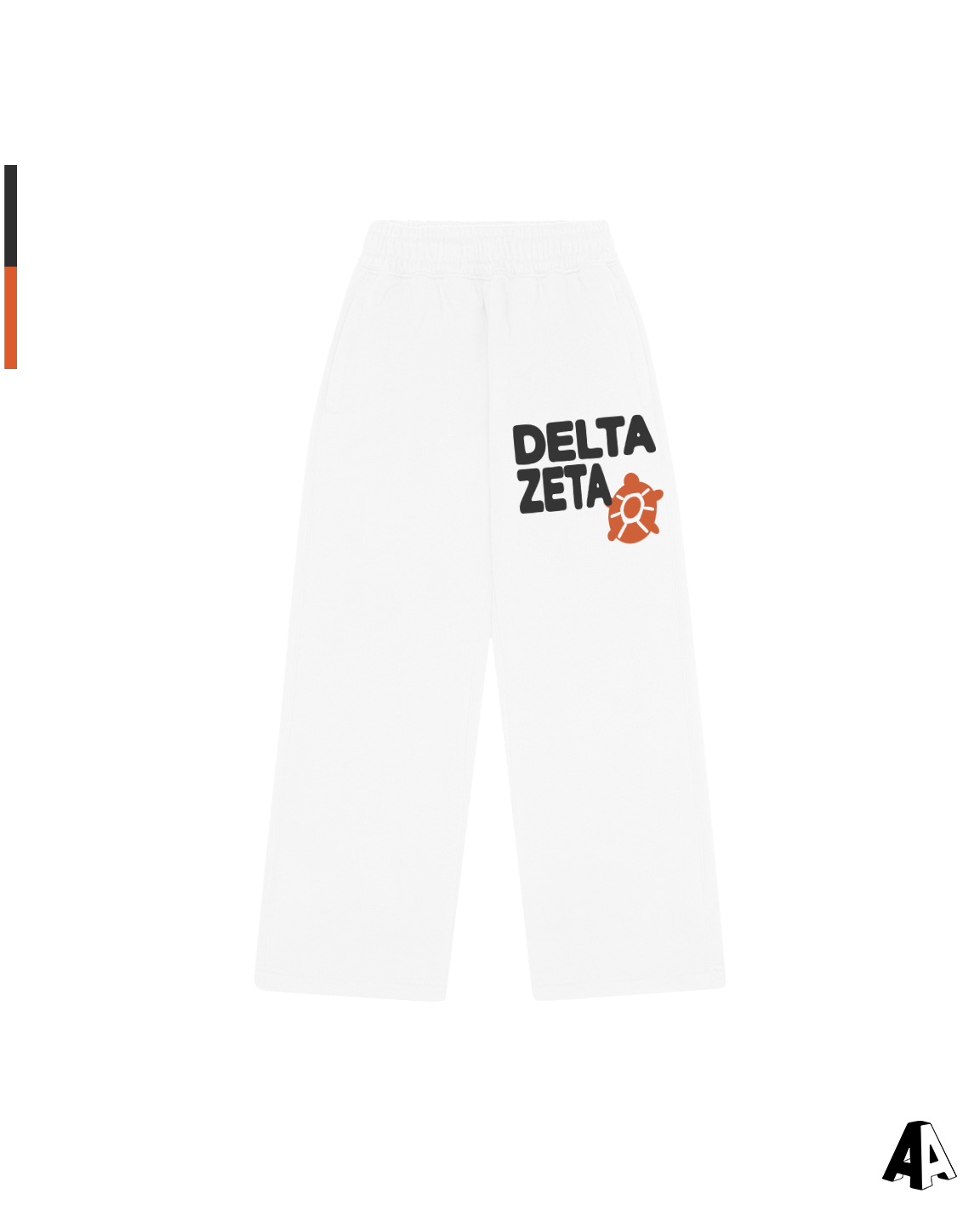 Delta Zeta Free Spirit White Sweatpants by Alpha Apparel Co. – front view