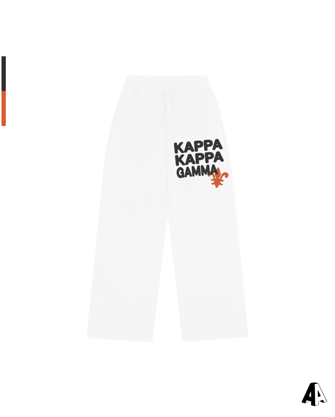 Kappa Kappa Gamma Free Spirit White Sweatpants by Alpha Apparel Co. – front view