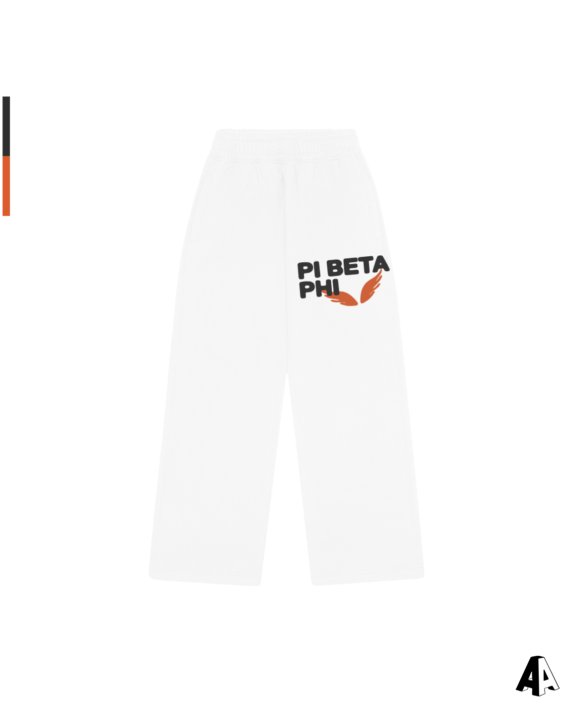 Pi Beta Phi Free Spirit White Sweatpants by Alpha Apparel Co. – front view