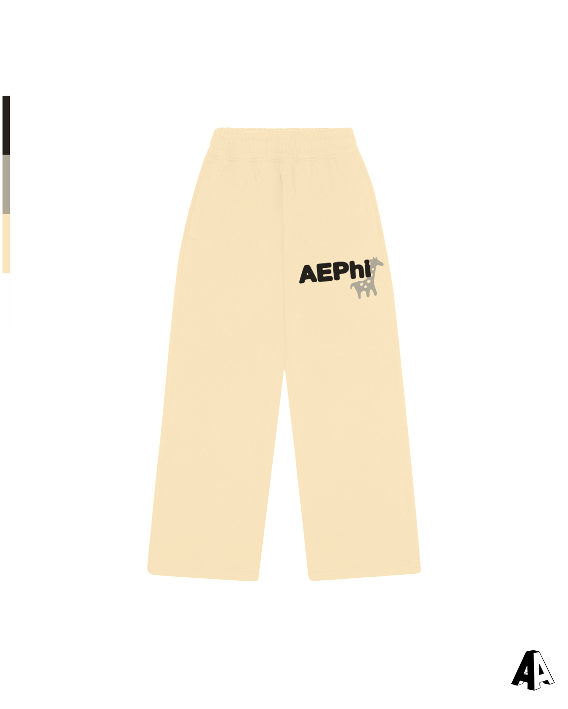 Alpha Epsilon Phi Free Spirit Light Yellow Sweatpants by Alpha Apparel Co. – front view