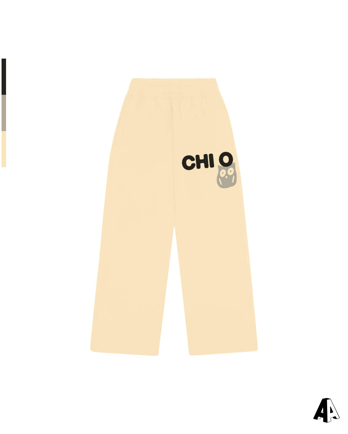 Chi Omega Free Spirit Light Yellow Sweatpants by Alpha Apparel Co. – front view