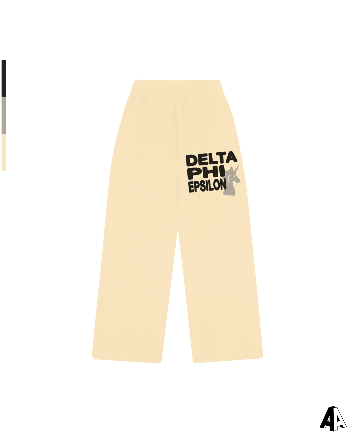 Delta Phi Epsilon Free Spirit Light Yellow Sweatpants by Alpha Apparel Co. – front view