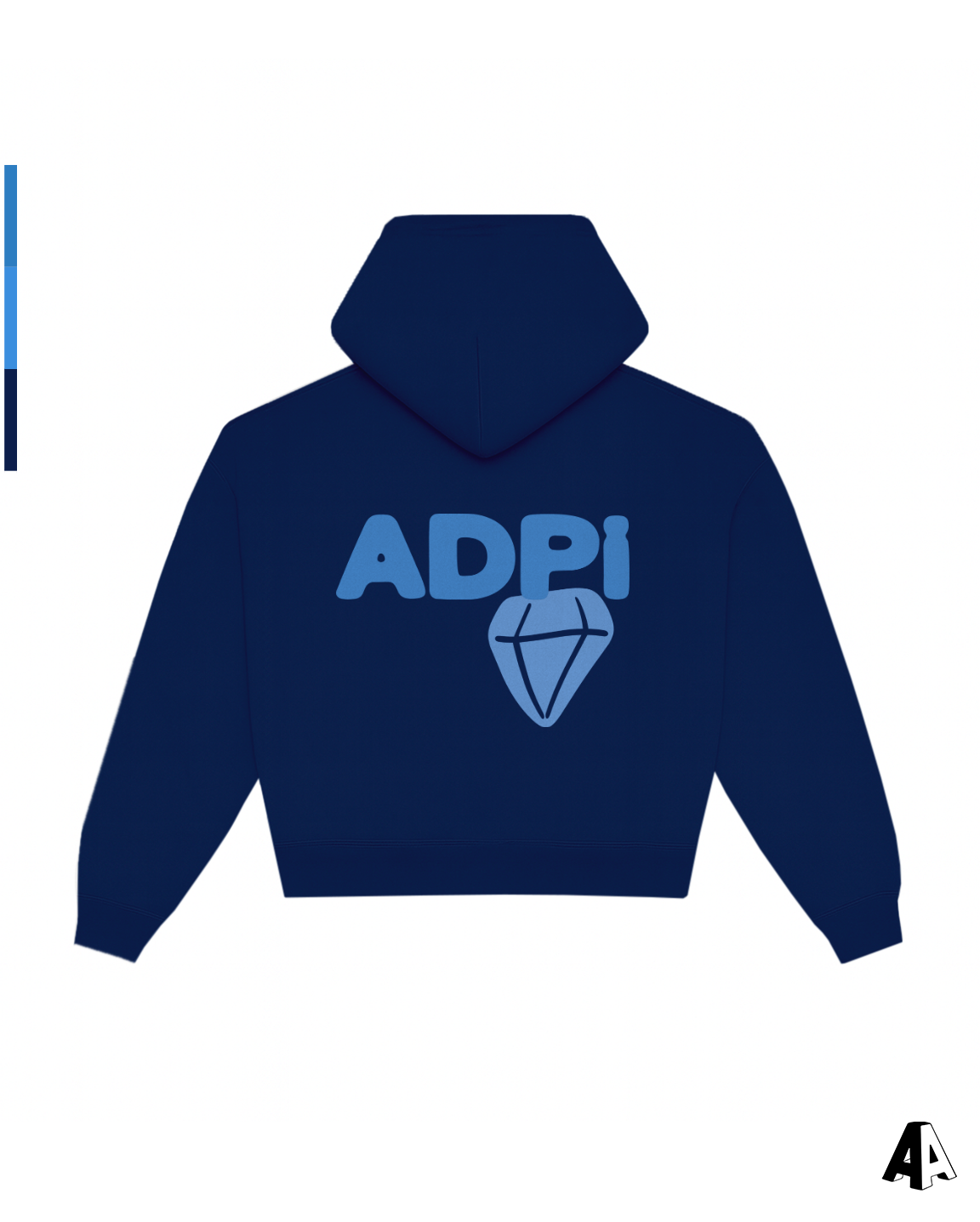 Alpha Delta Pi Free Spirit Navy Hoodie by Alpha Apparel Co. – back view