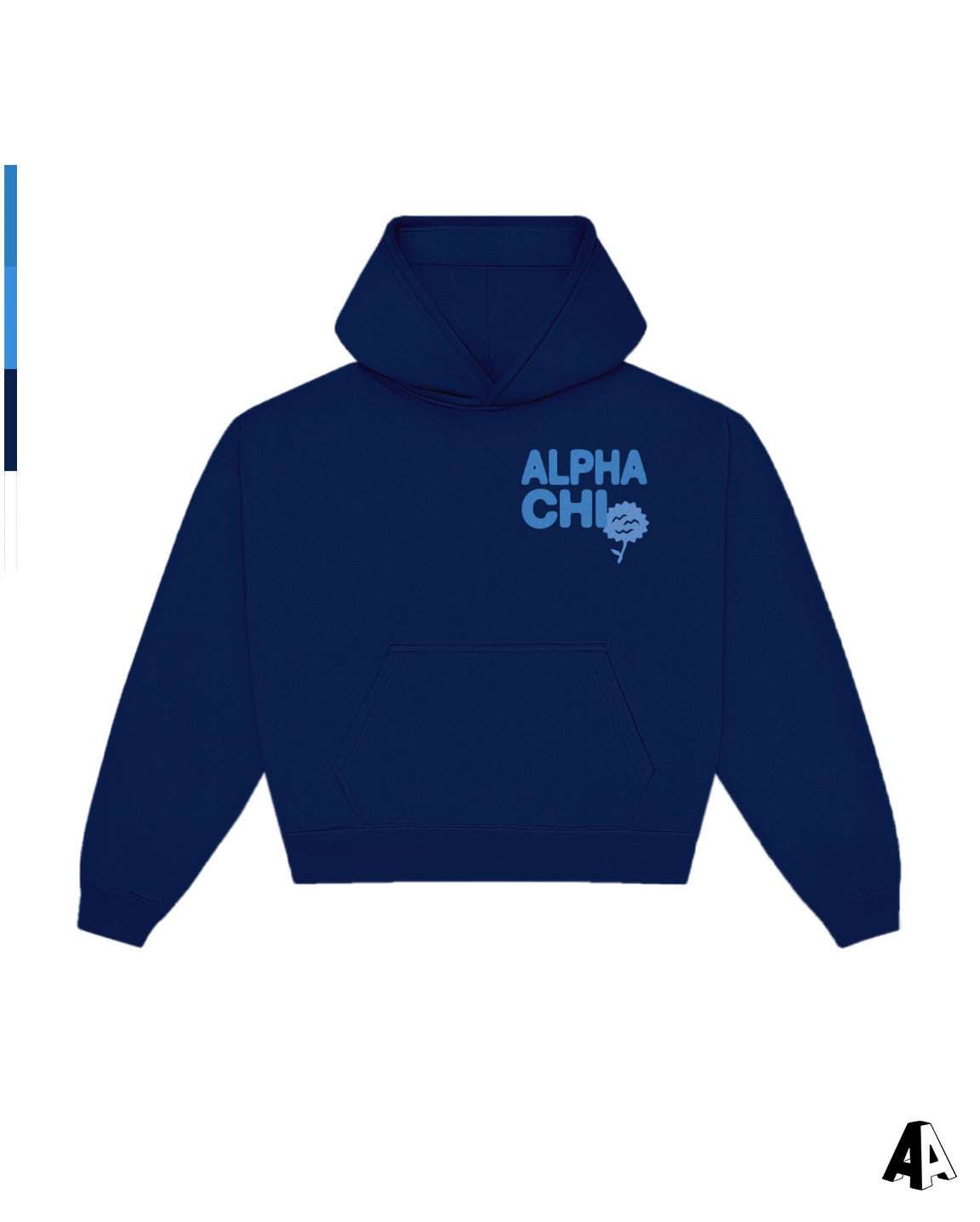 Alpha Chi Omega Free Spirit Navy Hoodie by Alpha Apparel Co. – front view