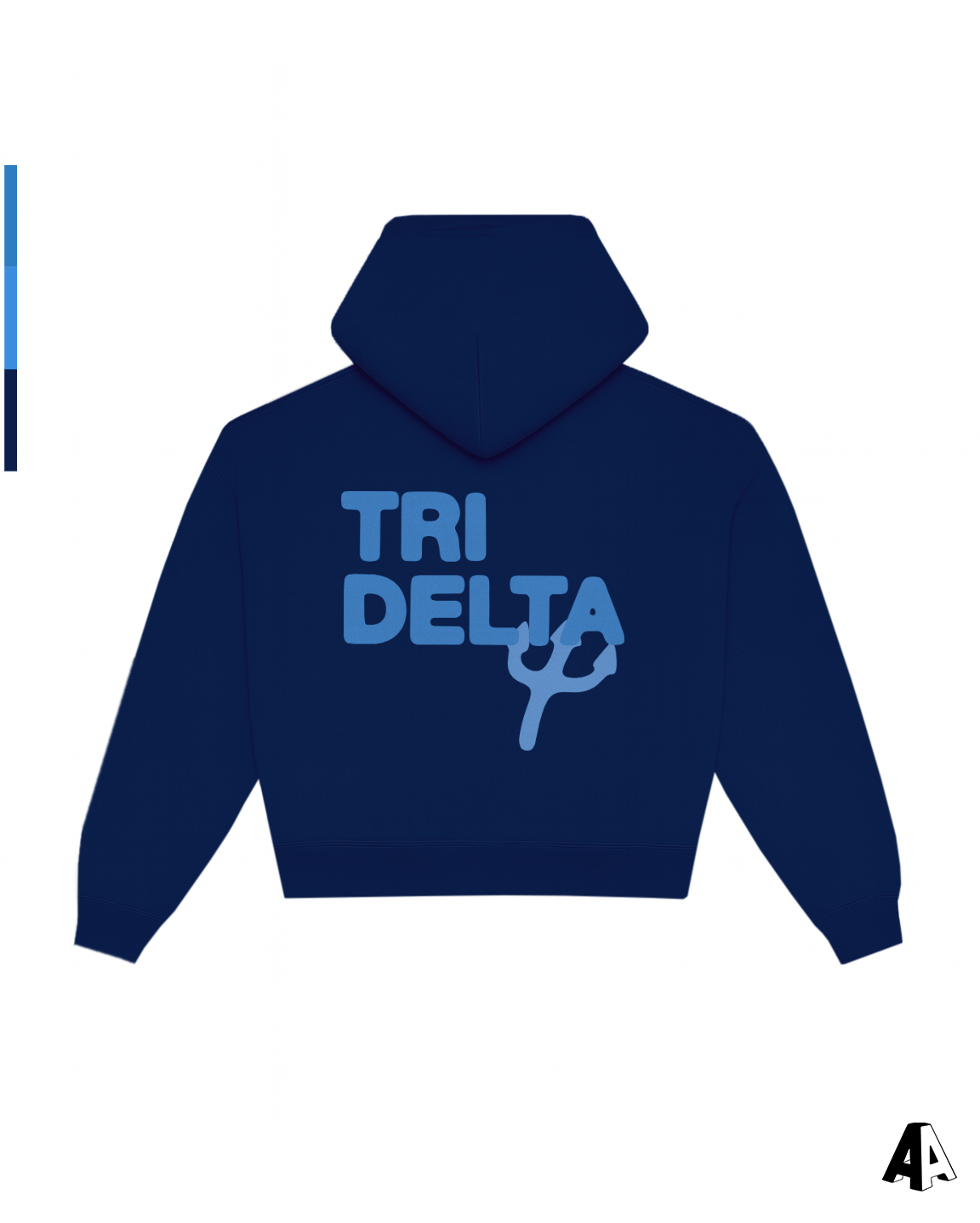 Delta Delta Delta Free Spirit Navy Hoodie by Alpha Apparel Co. – back view
