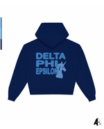 Delta Phi Epsilon Free Spirit Navy Hoodie by Alpha Apparel Co. – back view