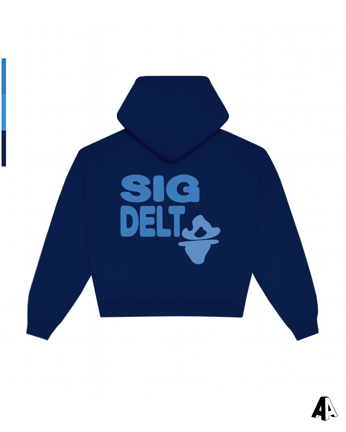 Sigma Delta Tau Free Spirit Navy Hoodie by Alpha Apparel Co. – back view