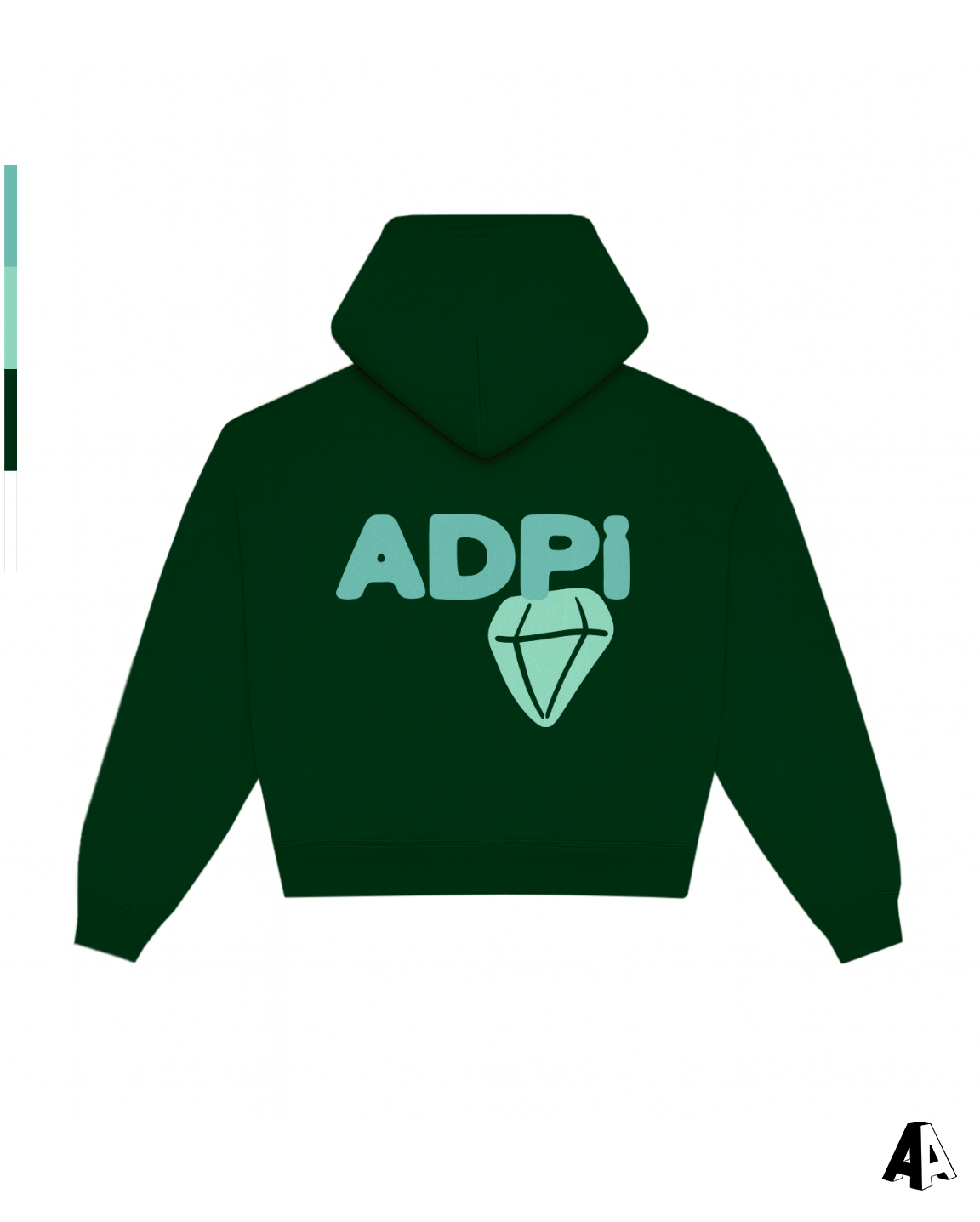 Alpha Delta Pi Free Spirit Forest Green Hoodie by Alpha Apparel Co. – back view