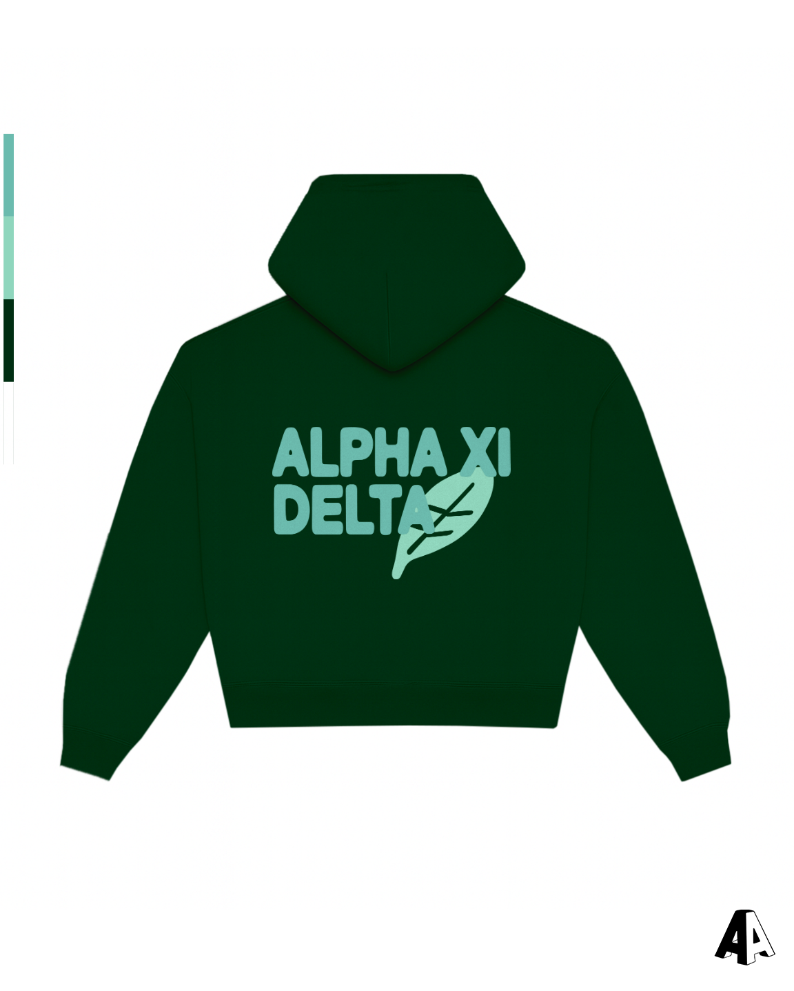 Alpha Xi Delta Free Spirit Forest Green Hoodie by Alpha Apparel Co. – back view