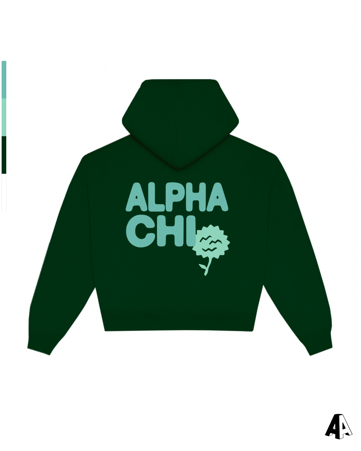Alpha Chi Omega Free Spirit Forest Green Hoodie by Alpha Apparel Co. – back view