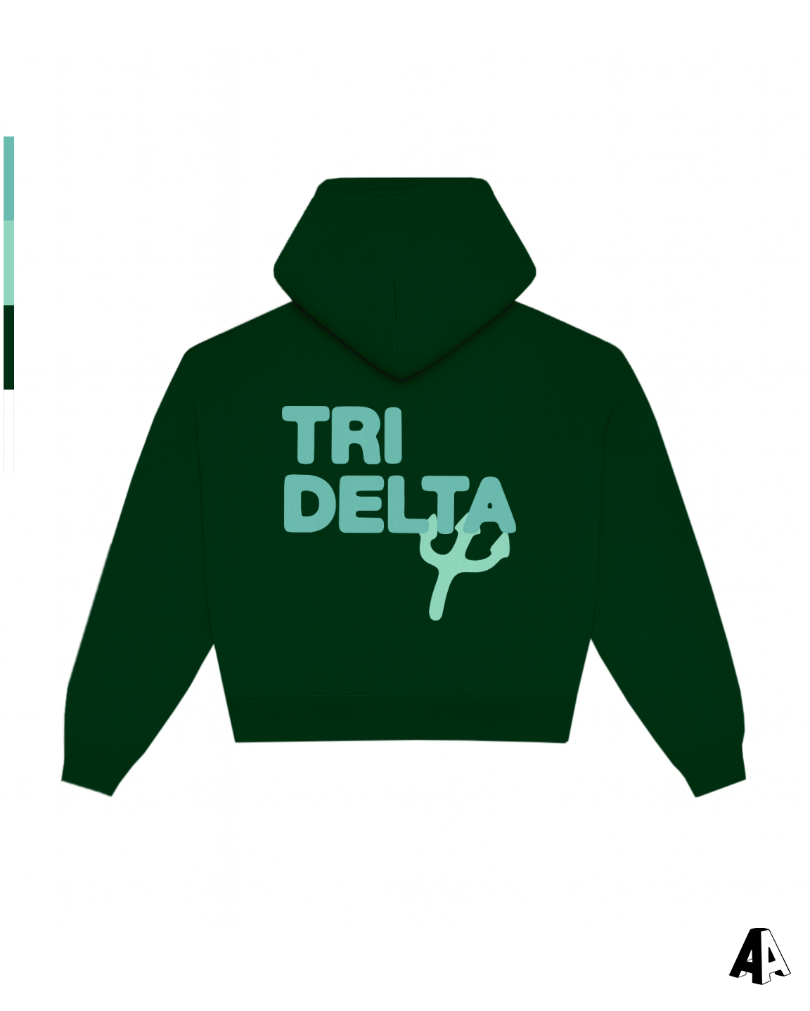 Delta Delta Delta Free Spirit Forest Green Hoodie by Alpha Apparel Co. – back view