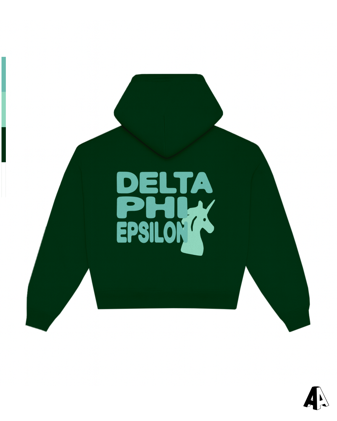 Delta Phi Epsilon Free Spirit Forest Green Hoodie by Alpha Apparel Co. – back view