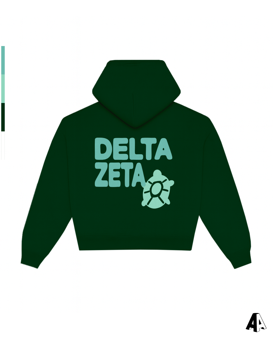 Delta Zeta Free Spirit Forest Green Hoodie by Alpha Apparel Co. – back view