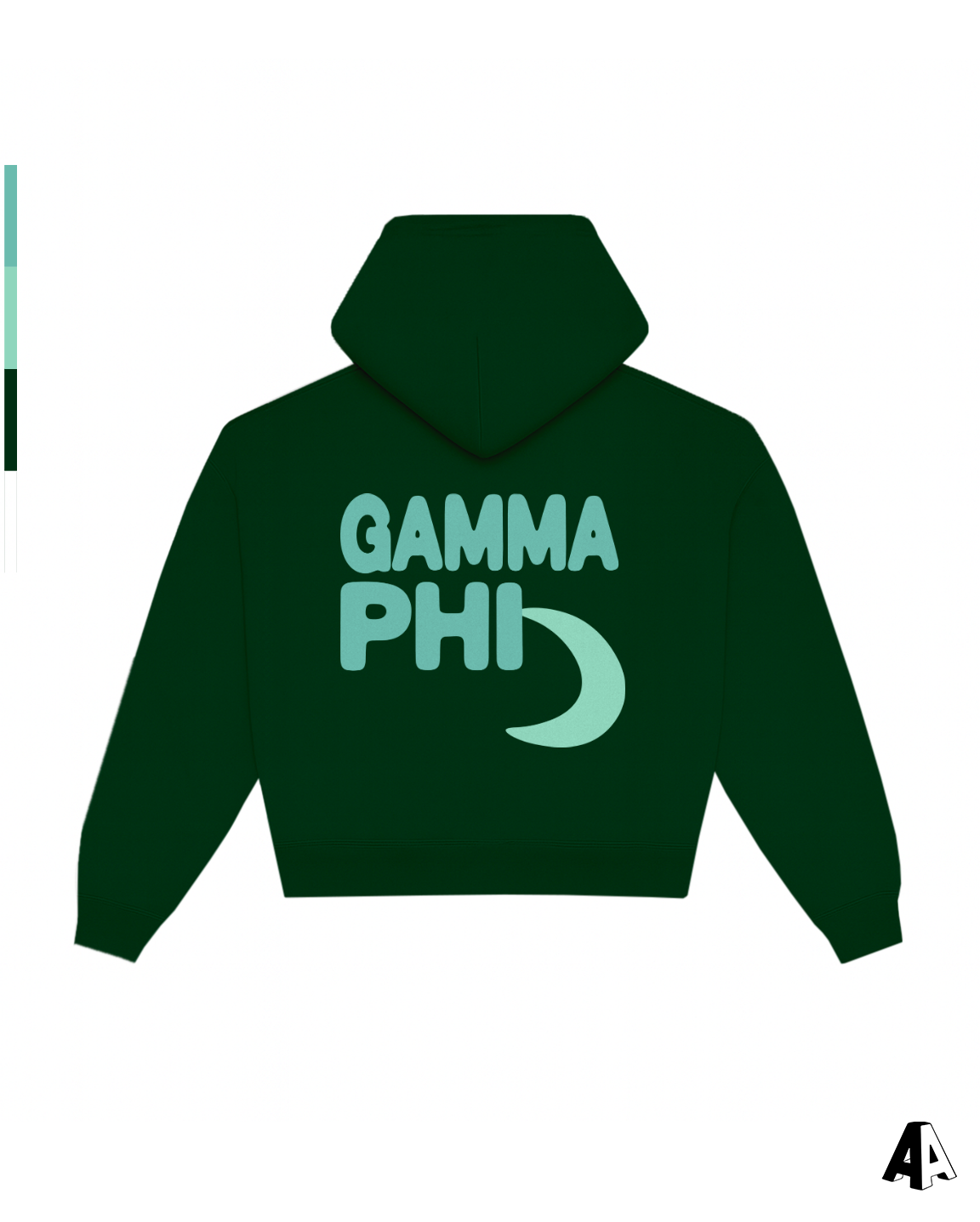 Gamma Phi Beta Free Spirit Forest Green Hoodie by Alpha Apparel Co. – back view