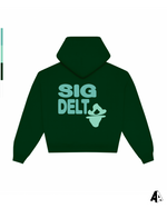 Sigma Delta Tau Free Spirit Forest Green Hoodie by Alpha Apparel Co. – back view