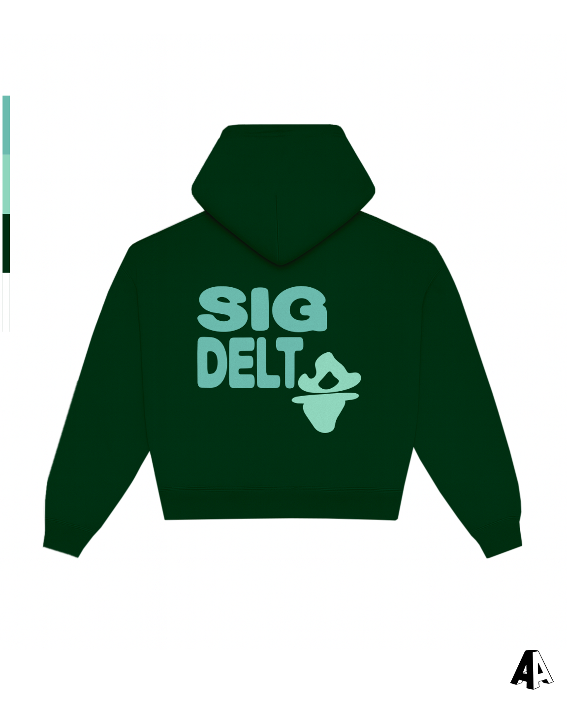 Sigma Delta Tau Free Spirit Forest Green Hoodie by Alpha Apparel Co. – back view
