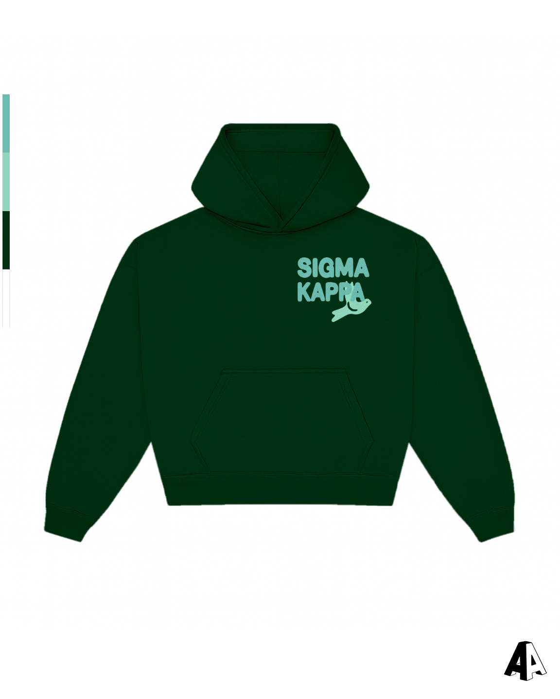 Sigma Kappa Free Spirit Forest Green Hoodie by Alpha Apparel Co. – front view