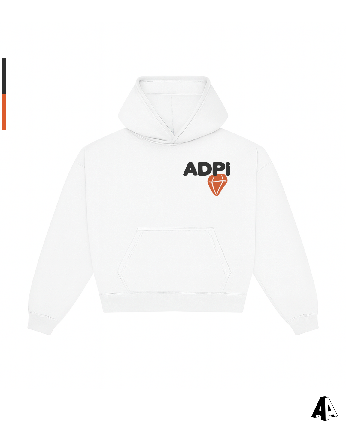 Alpha Delta Pi Free Spirit White Hoodie by Alpha Apparel Co. – front view