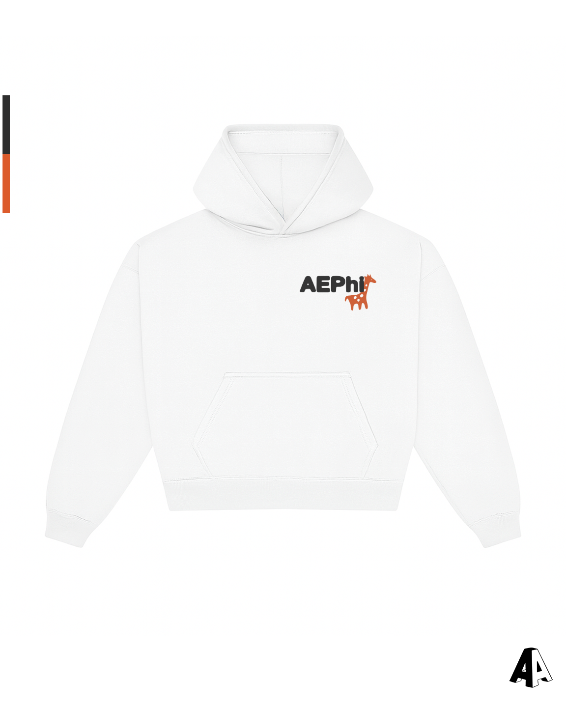 Alpha Epsilon Phi Free Spirit White Hoodie by Alpha Apparel Co. – front view