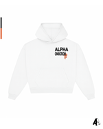 Alpha Omicron Pi Free Spirit White Hoodie by Alpha Apparel Co. – front view